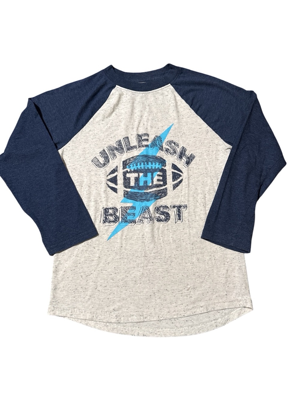 Cat & Jack Boys Navy and Heather Gray 'Unleash The Beast' Raglan Tee
